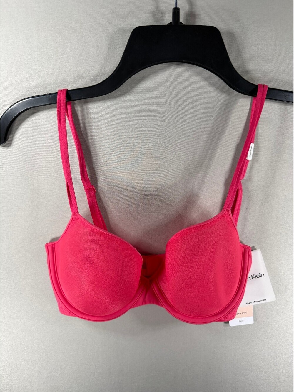 Calvin Klein Sheer Marquisette Lightly Lined Demi Bra 32C Hot Pink